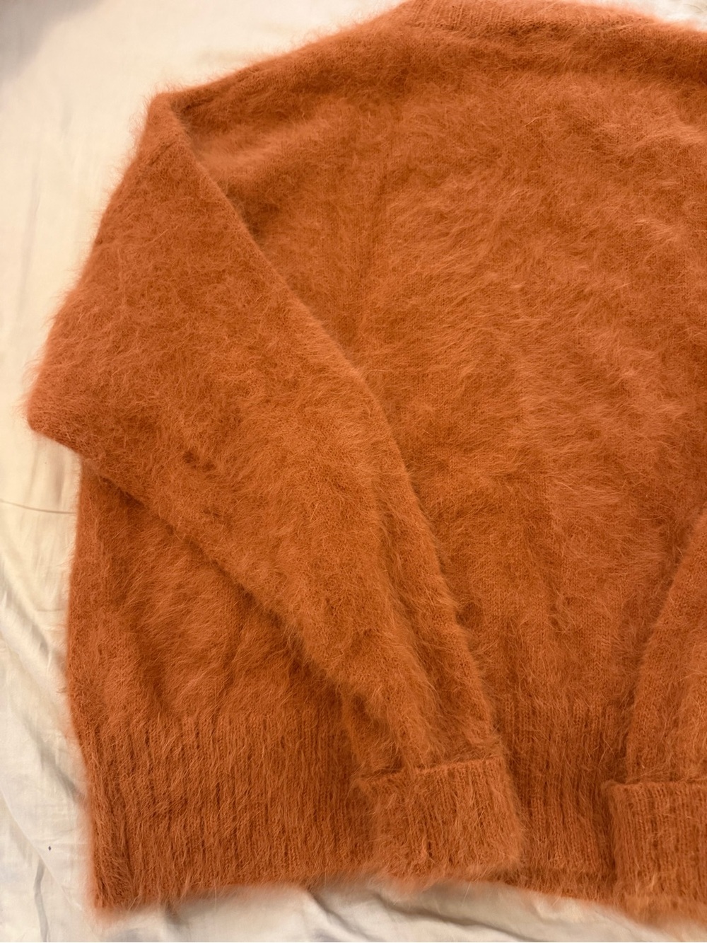 G. By Goop Burnt Orange Angora Oversized Sweater Size Medium Cozy Quiet Luxury - Picture 8 of 11